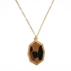 Lulu's Gold Plated Leopard Pattern Pony Hair Necklace